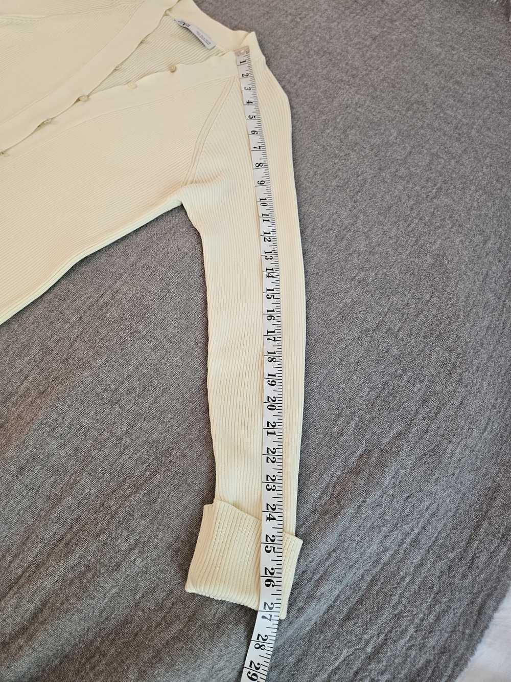Zara Ribbed Knit Long Cardigan Dress Cream Off-White Button Down Size Medium - Picture 10 of 13